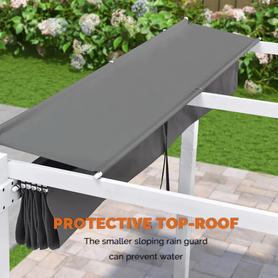PURPLE LEAF Retractable Pergola With White Frame And Double Sun Shade Canopy Patio Aluminum Pergola for Garden - Image 18