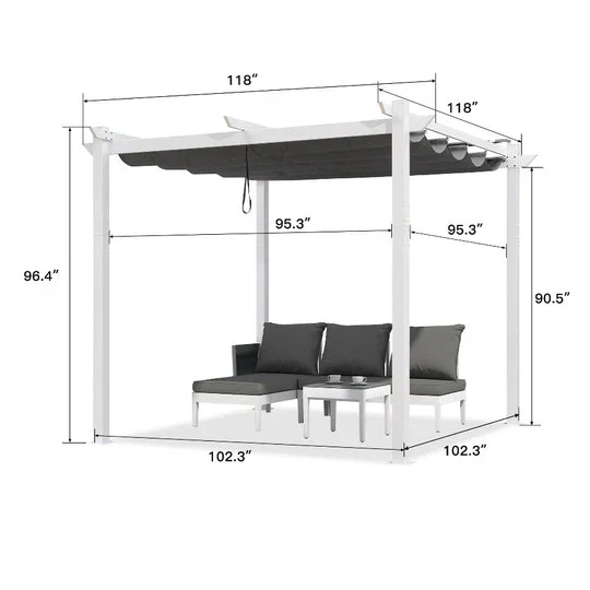 PURPLE LEAF Retractable Pergola With White Frame And Double Sun Shade Canopy Patio Aluminum Pergola for Garden - Image 3