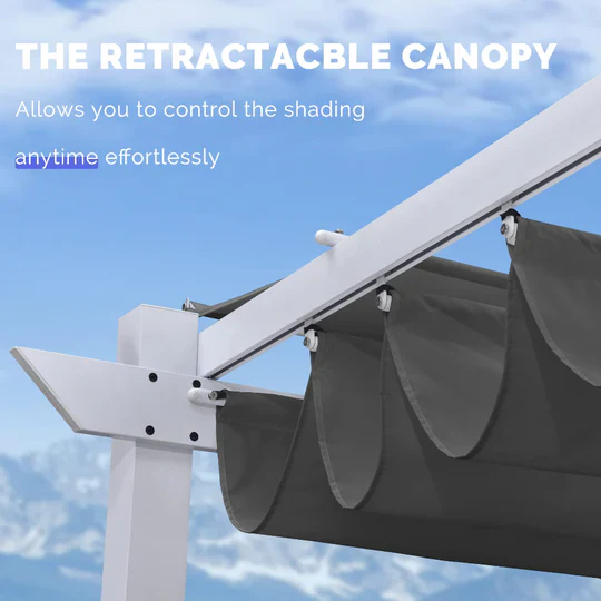 PURPLE LEAF Retractable Pergola With White Frame And Double Sun Shade Canopy Patio Aluminum Pergola for Garden - Image 6