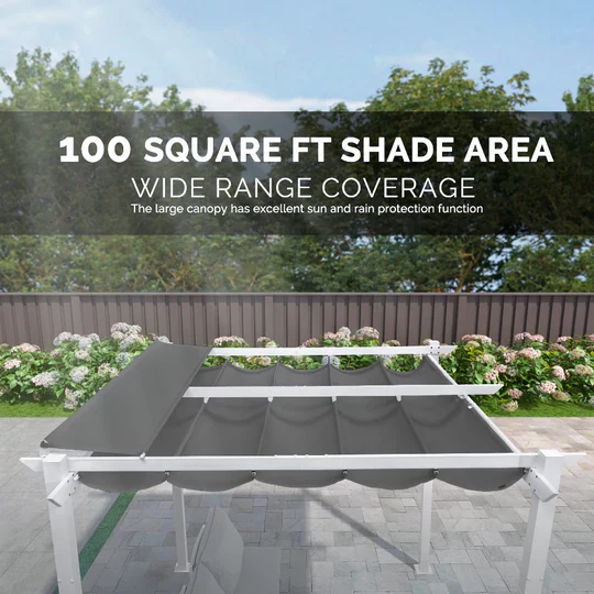 PURPLE LEAF Retractable Pergola With White Frame And Double Sun Shade Canopy Patio Aluminum Pergola for Garden - Image 8