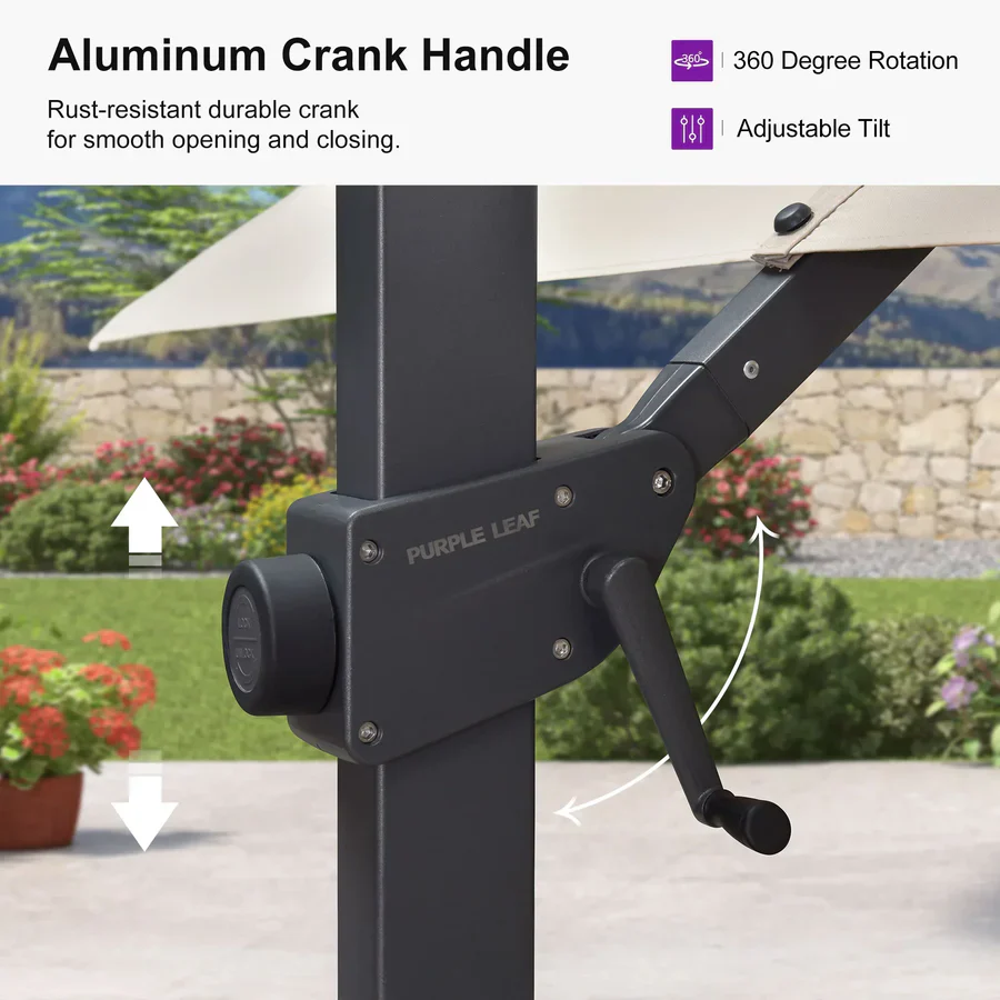 PURPLE LEAF Stepless Tilt Cantilever Umbrella Affordable Outdoor Patio Umbrella - Image 14