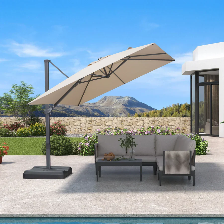 PURPLE LEAF Stepless Tilt Cantilever Umbrella Affordable Outdoor Patio Umbrella - Image 15