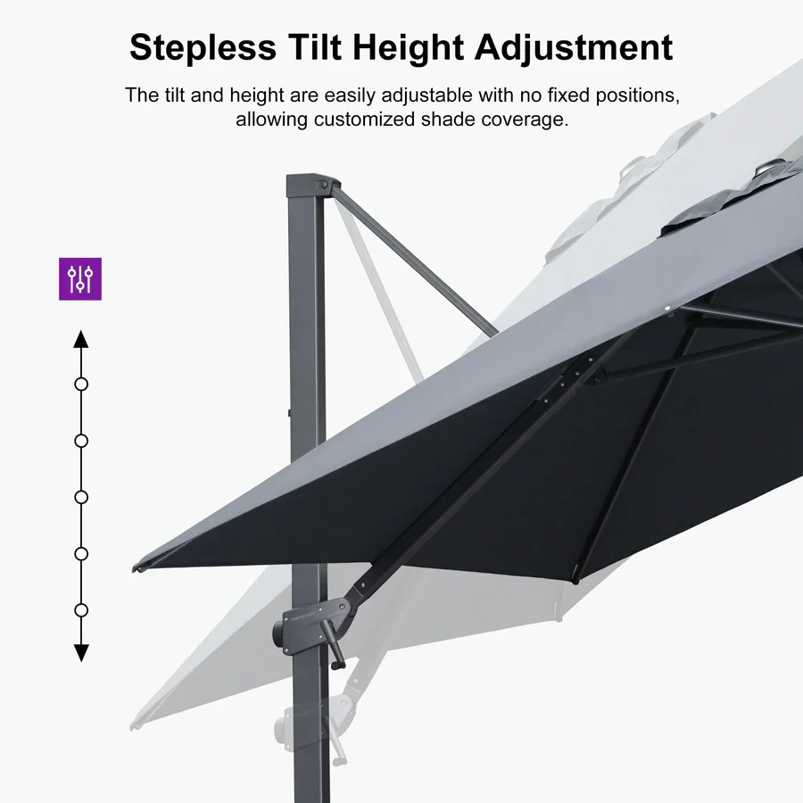 PURPLE LEAF Stepless Tilt Cantilever Umbrella Affordable Outdoor Patio Umbrella - Image 25