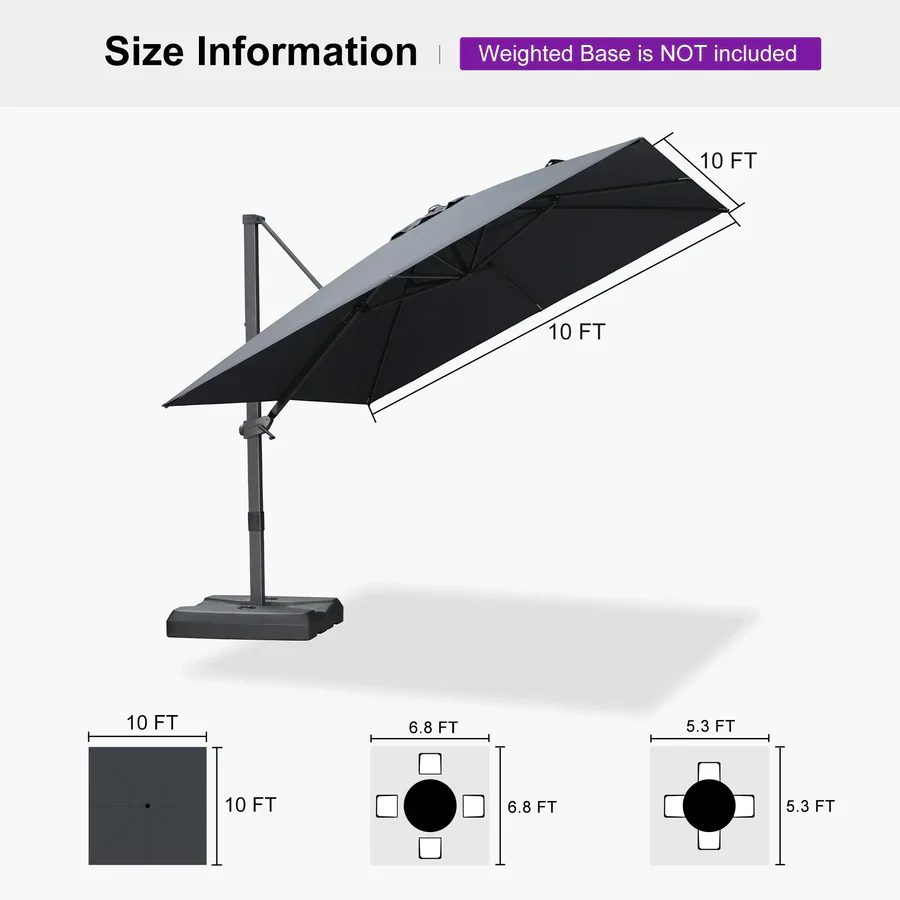 PURPLE LEAF Stepless Tilt Cantilever Umbrella Affordable Outdoor Patio Umbrella - Image 31