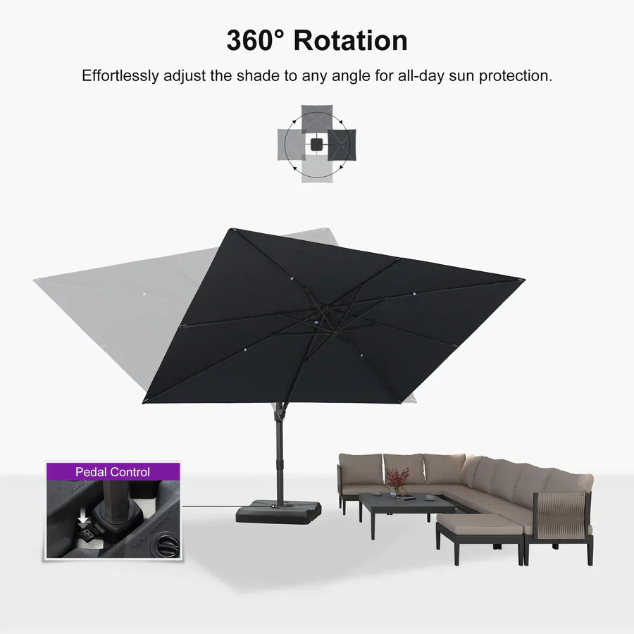 PURPLE LEAF Stepless Tilt Cantilever Umbrella Affordable Outdoor Patio Umbrella - Image 32