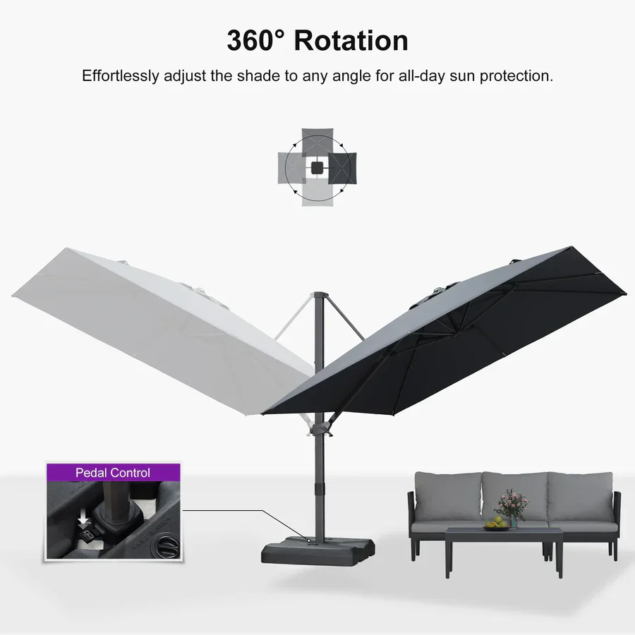 PURPLE LEAF Stepless Tilt Cantilever Umbrella Affordable Outdoor Patio Umbrella - Image 33