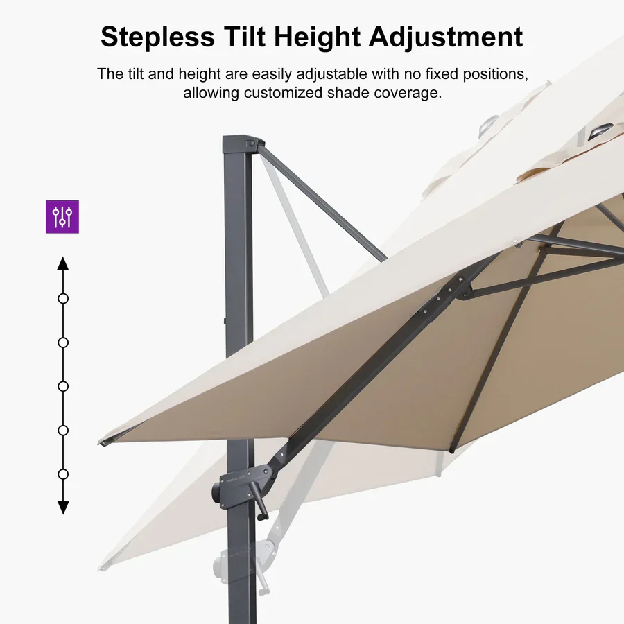 PURPLE LEAF Stepless Tilt Cantilever Umbrella Affordable Outdoor Patio Umbrella - Image 34
