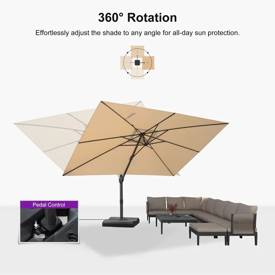 PURPLE LEAF Stepless Tilt Cantilever Umbrella Affordable Outdoor Patio Umbrella - Image 8