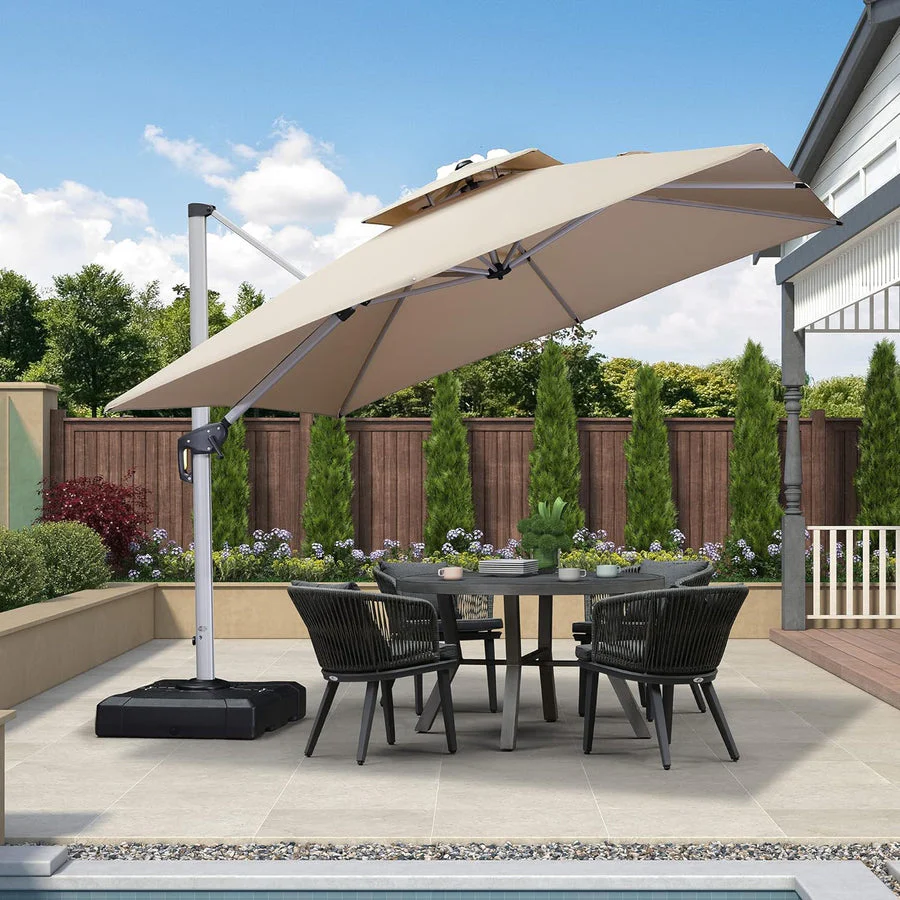 PURPLE LEAF Outdoor Windproof Parasol, Square Cantilever Umbrella Outside Patio - Image 23