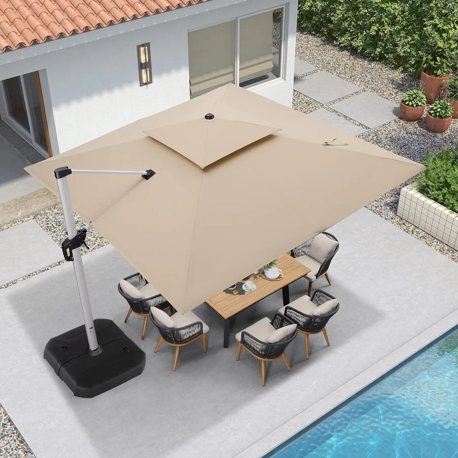 PURPLE LEAF Outdoor Windproof Parasol, Square Cantilever Umbrella Outside Patio - Image 24