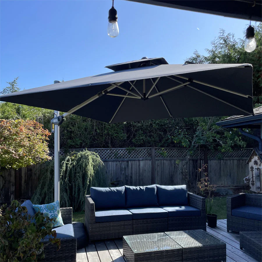PURPLE LEAF Outdoor Windproof Parasol, Square Cantilever Umbrella Outside Patio - Image 40