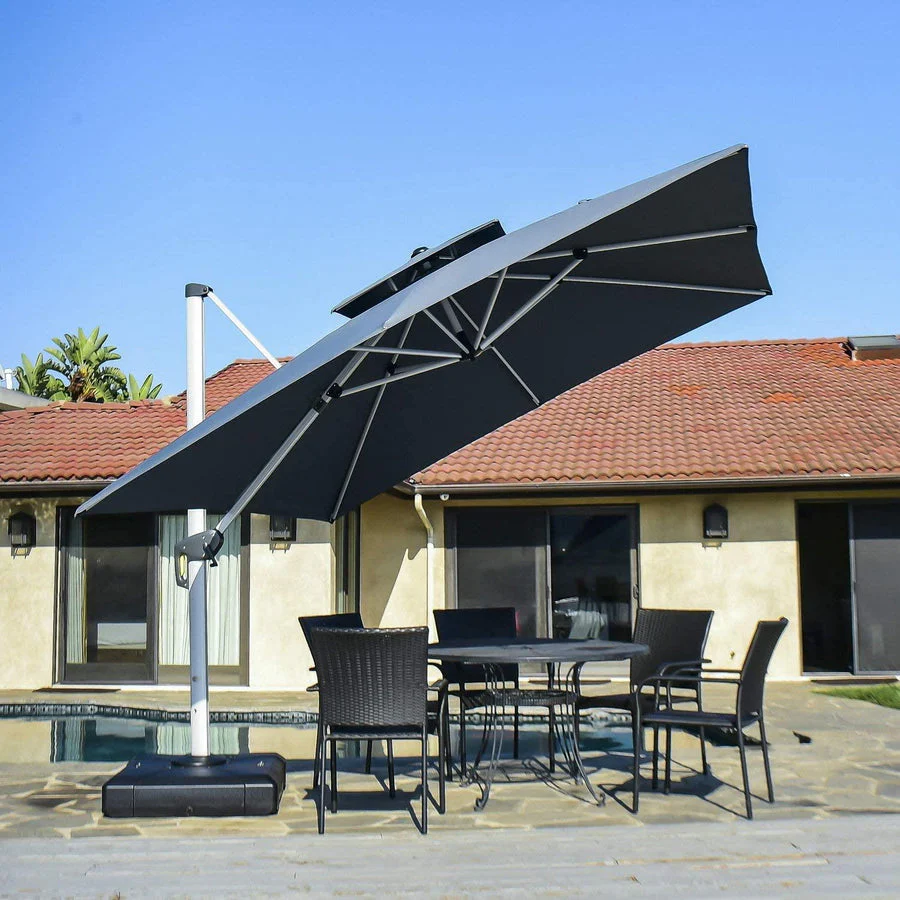 PURPLE LEAF Outdoor Windproof Parasol, Square Cantilever Umbrella Outside Patio - Image 43