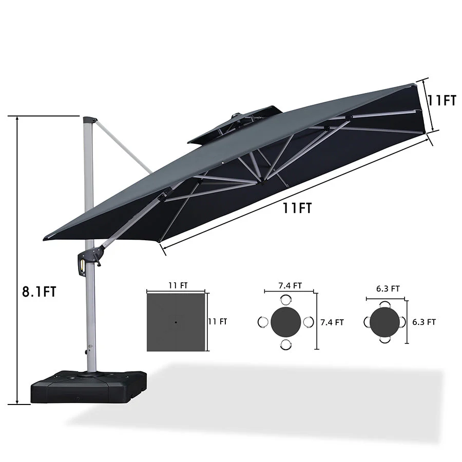 PURPLE LEAF Outdoor Windproof Parasol, Square Cantilever Umbrella Outside Patio - Image 47