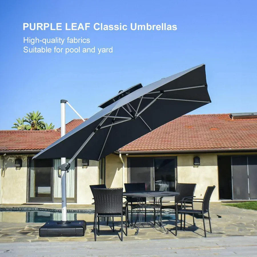 PURPLE LEAF Outdoor Windproof Parasol, Square Cantilever Umbrella Outside Patio - Image 84
