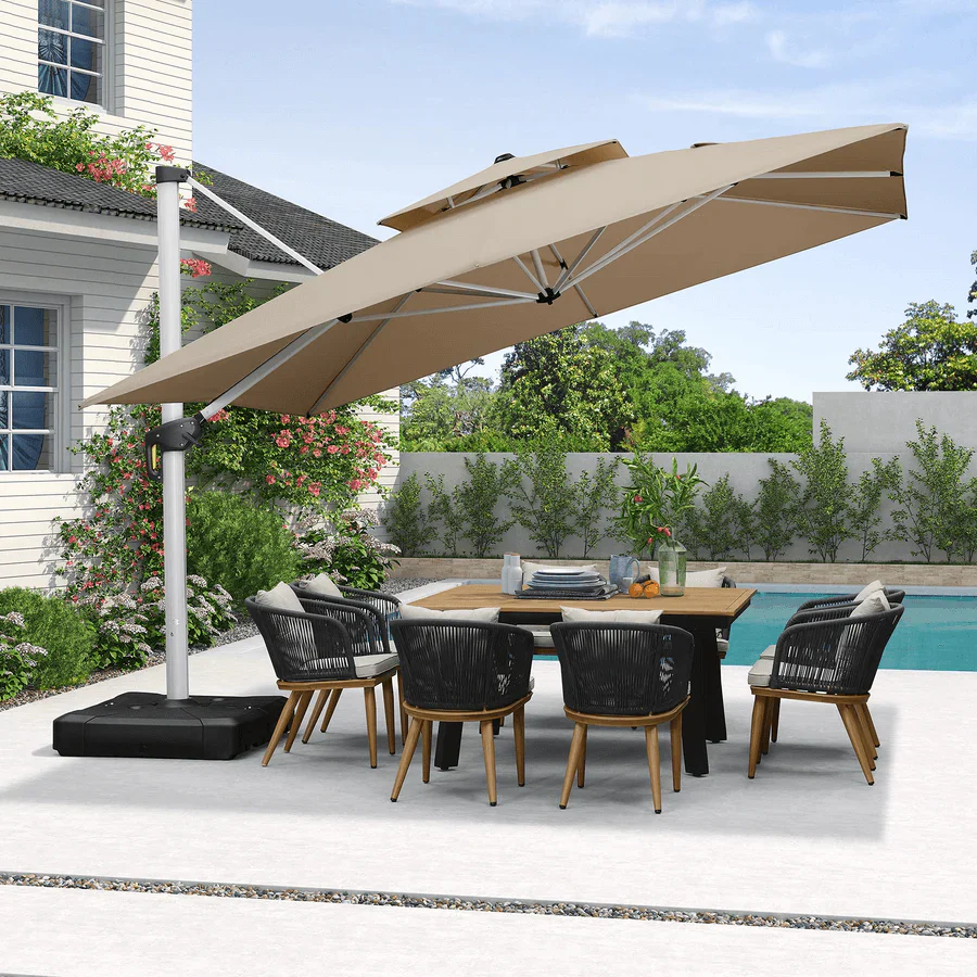 PURPLE LEAF Outdoor Windproof Parasol, Square Cantilever Umbrella Outside Patio - Image 93