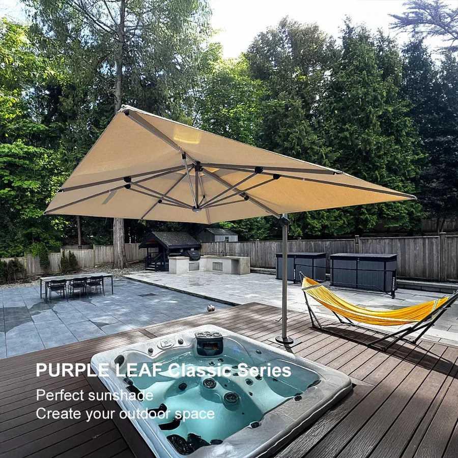 PURPLE LEAF Outdoor Windproof Parasol, Square Cantilever Umbrella Outside Patio - Image 95